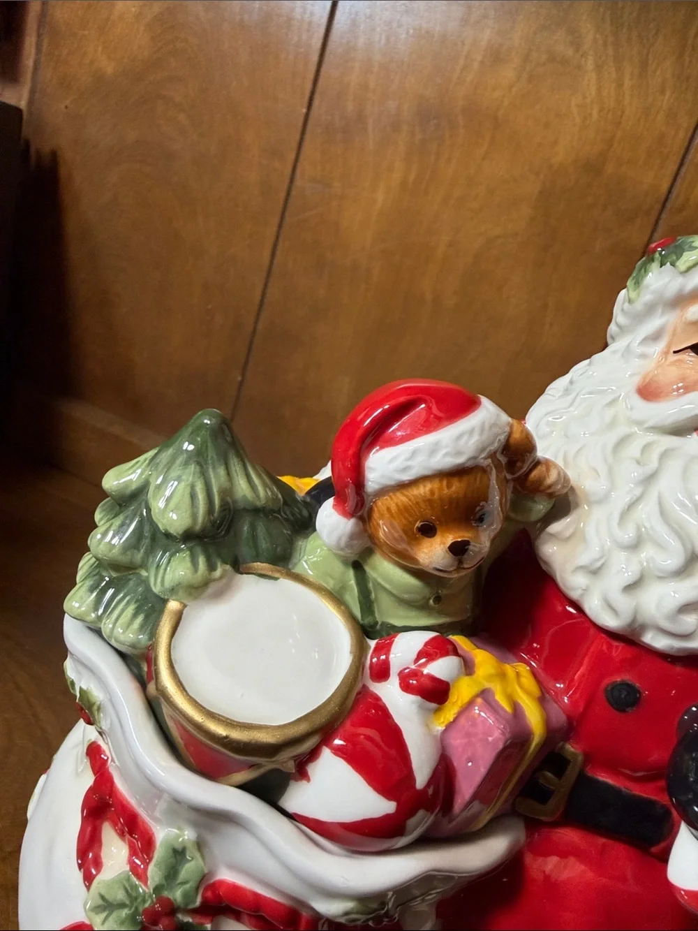 Holiday Ceramic Santa Cookie Jar with Gift Sack - Red